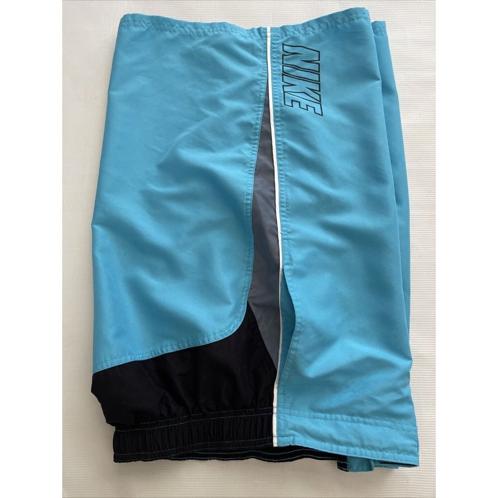 Vintage Nike Board Shorts Mens Large Blue Swim Trunks Elastic Drawstring Pockets